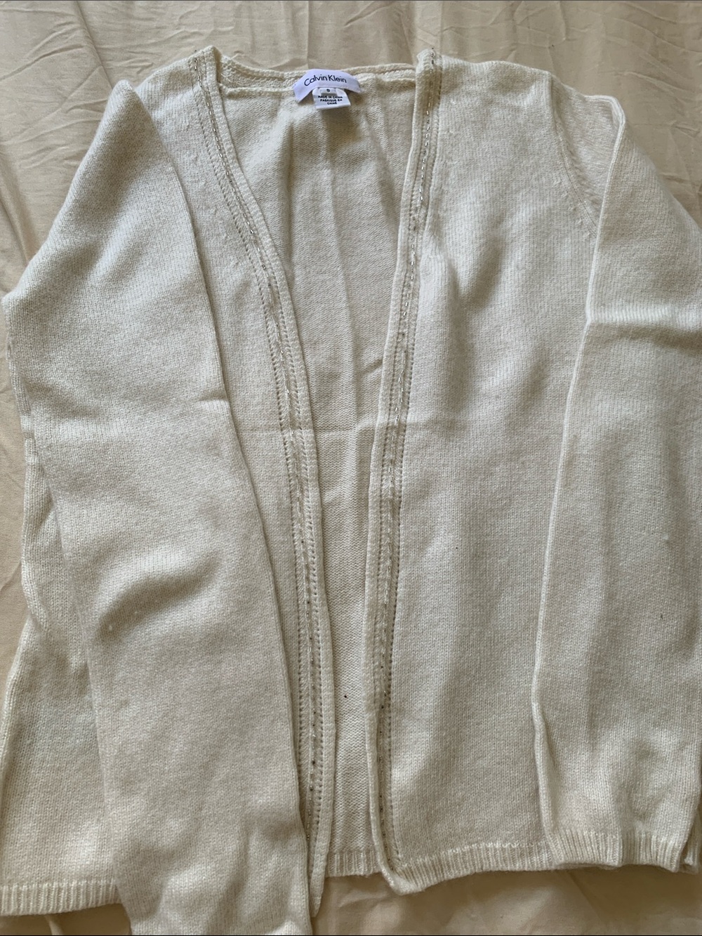 Calvin Klein Light Cream Open Cardigan